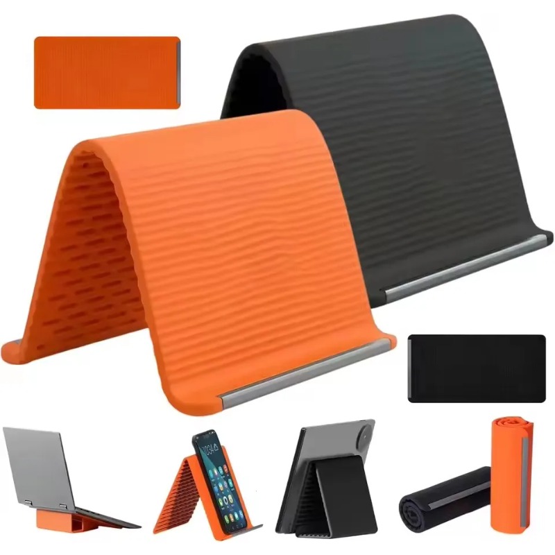 Laptop Accessories Holder - ที่วางโทรศัพท์ซิลิโคนแบบพับได้ ปรับระดับได้หลายมุม พกพาสะดวก สำหรับ iPhone, iPad,