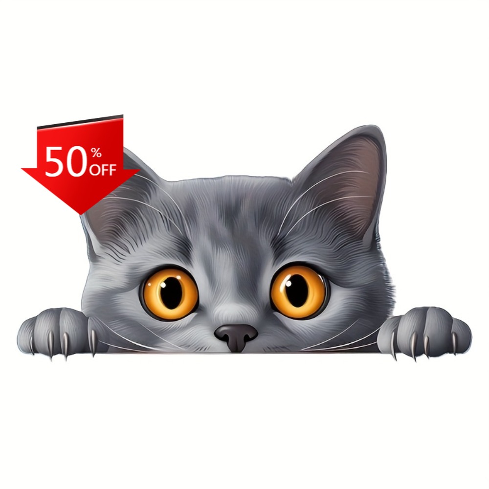 Laptop Unique Accessories - แมวสีเทาตัวเล็ก น่ารัก ตกแต่งรถยนต์ แล็ปท็อป หน้าต่าง กันชน