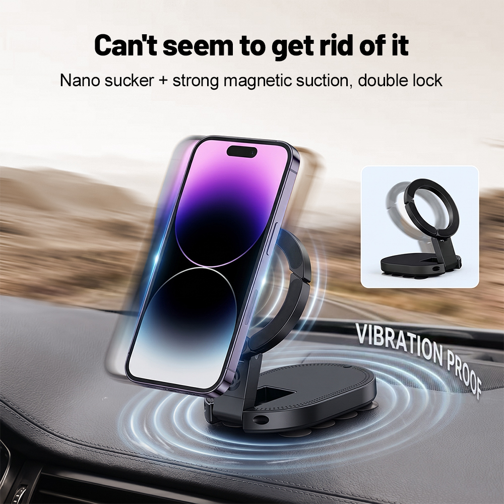 Laptop Accessories Holder - 360 ° ที่วางโทรศัพท์แม่เหล็กแบบหมุนได้ 3-in-1 พร้อมถ้วยดูด ปรับมุมได้หลายทิศทาง