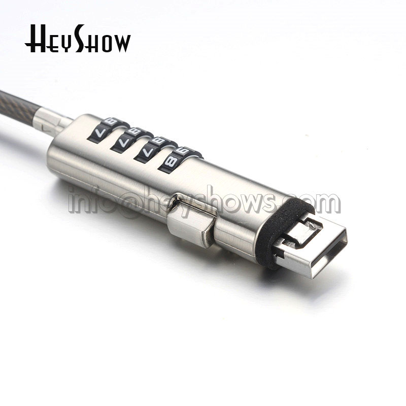 Laptop Lock Cable - พอร์ต USB ป้องกันการโจรกรรมแบบใช้รหัสผ่าน 4 หลัก สำหรับแล็ปท็อป