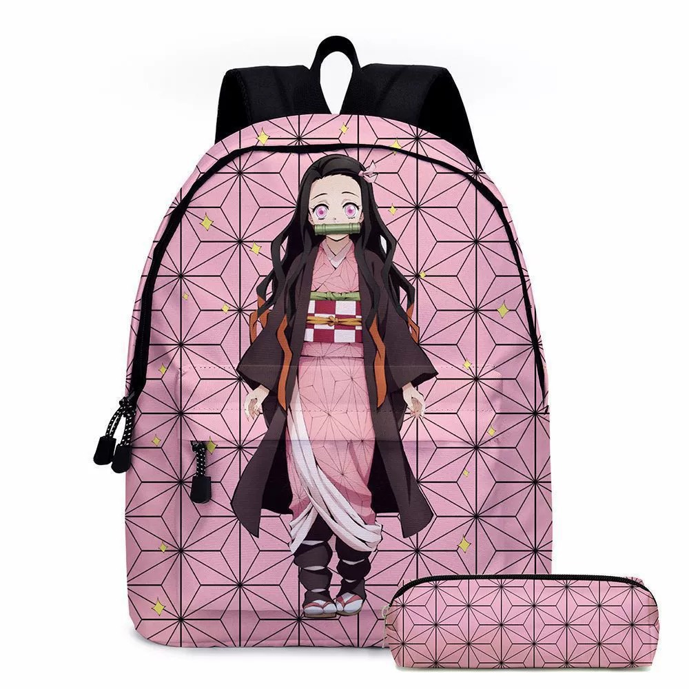 Laptop Accessories Organizer Bag - อะนิเมะเดมอนสเลเยอร์กระเป๋าเป้สะพายหลังกล่องดินสอ 2 ชิ้นชุดพิมพ์กระเป๋านักเรียนนักเรียนความจุขนาดใหญ่กระเป๋าใส่หนังสือแล็ปท็อปกระเป๋าใส่อุปกรณ์เครื่องเขียนของขวัญ