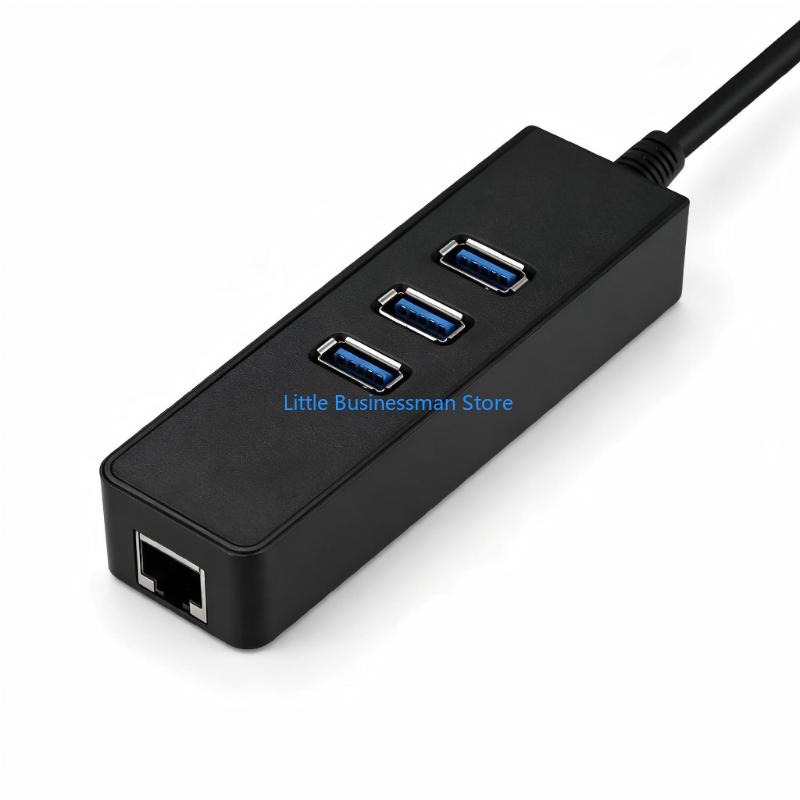 Laptop Accessories You Need - อะแดปเตอร์อีเทอร์เน็ต USB พร้อมช่อง USB-A สามช่องและการเข้าถึง RJ45