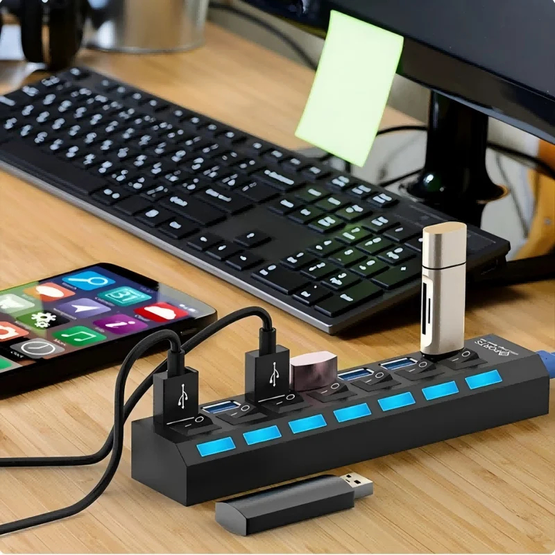 ฮับ USB 2.0 7 พอร์ต พร้อมไฟ LE - Laptop Accessories Hub บทวิจารณ์และราคา