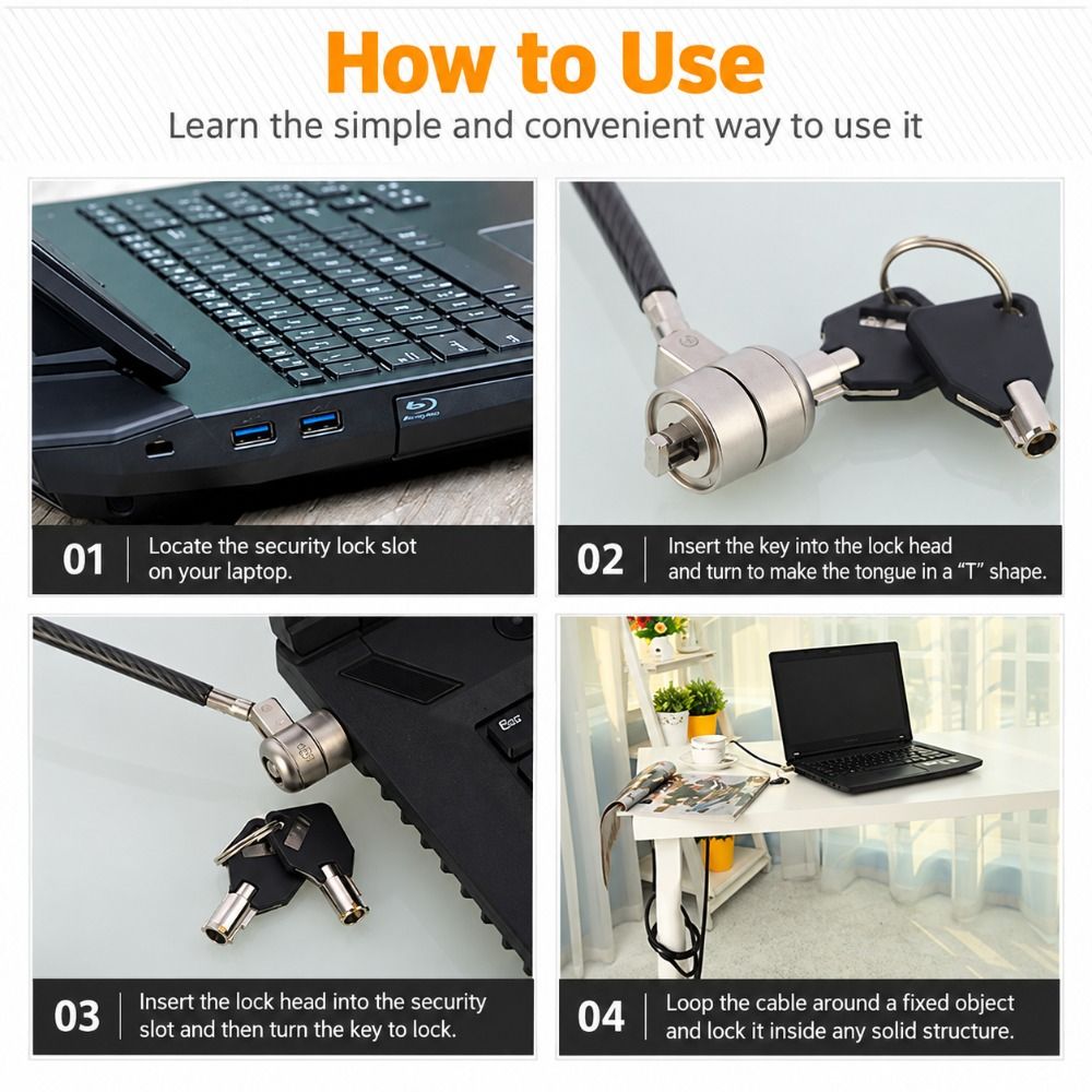 สายล็อคแล็ปท็อปเหล็กกล้าสำหรับ - Laptop Lock Cable บทวิจารณ์และราคา