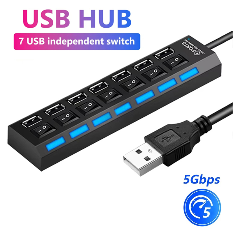 7 พอร์ตยูเอสบี 2.0 ฮับสปลิตเตอ - Laptop Accessories Hub บทวิจารณ์และราคา